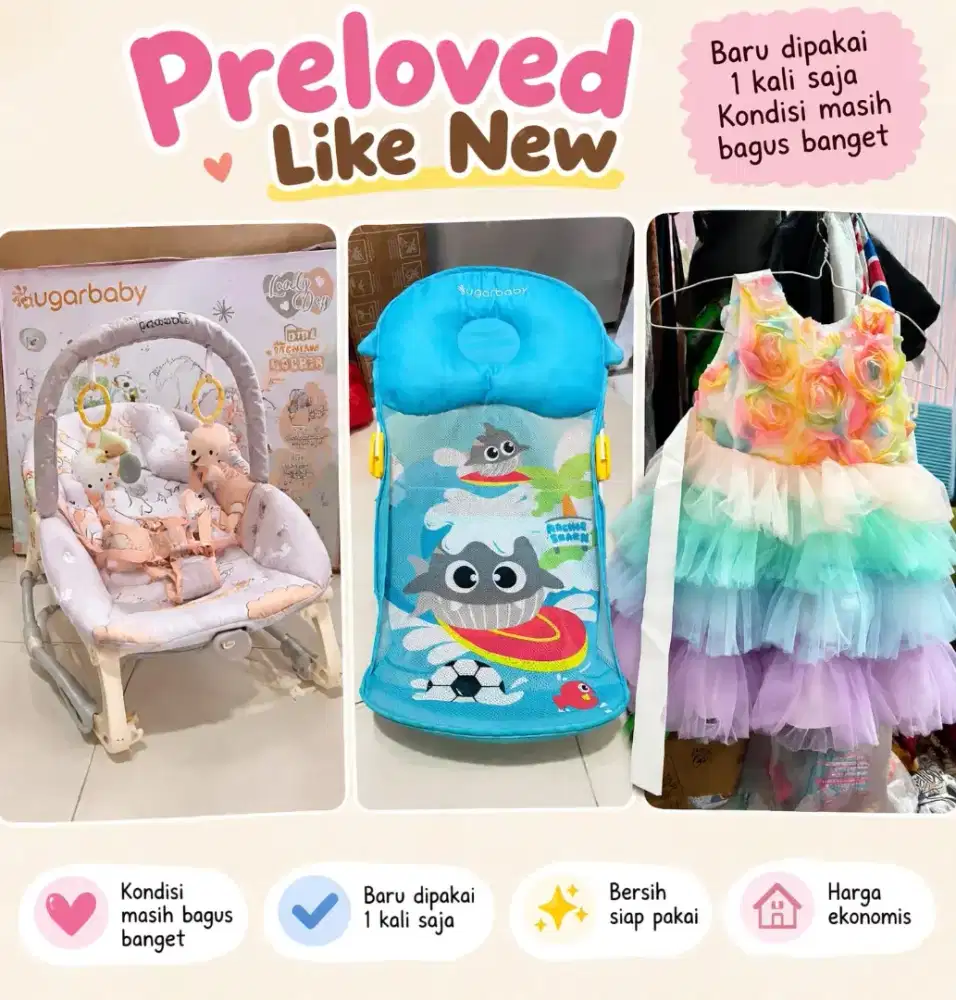 Bounce bayi, mandi bayi dan baju bayi