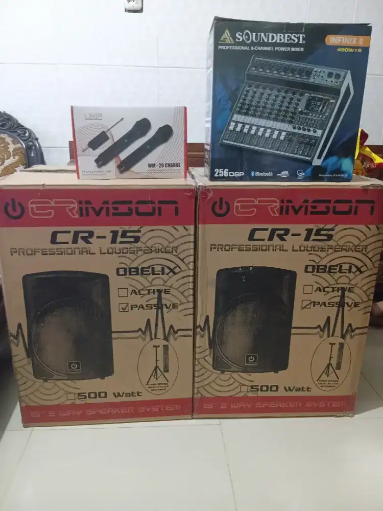 Speaker Crimson 15, power mixer, mic paket