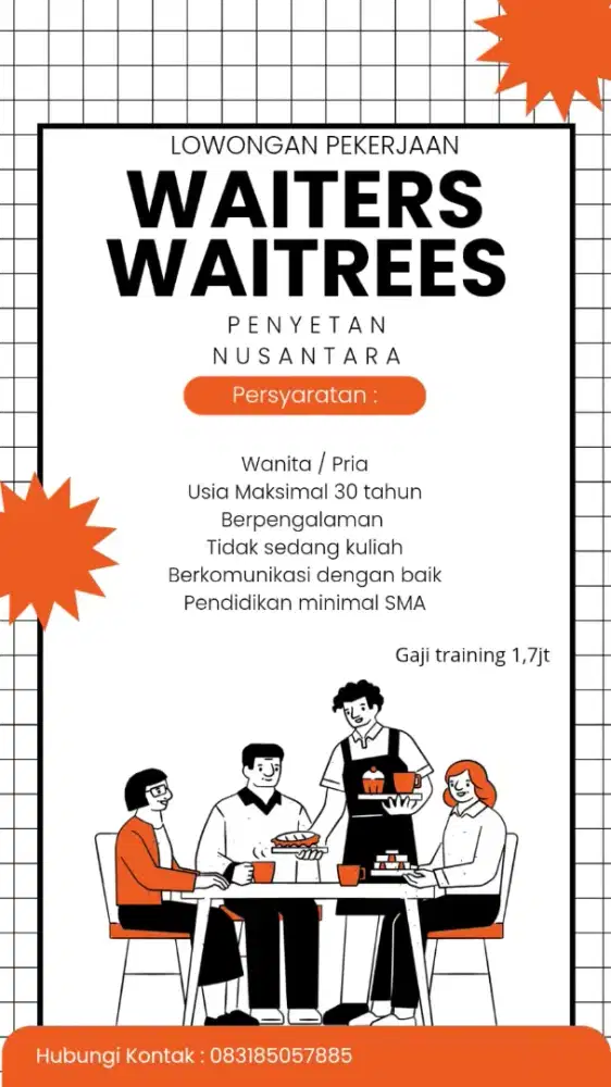 Dicari waiter dan waitress