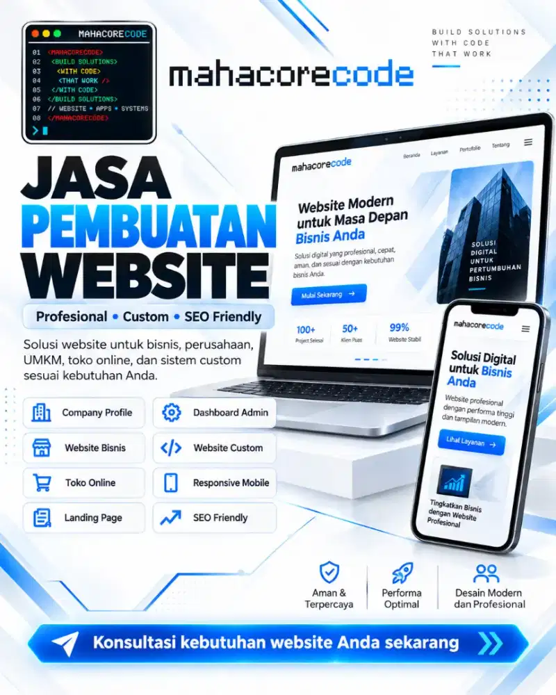 Jasa Pembuatan Website Profesional dan Custom - Mahacorecode