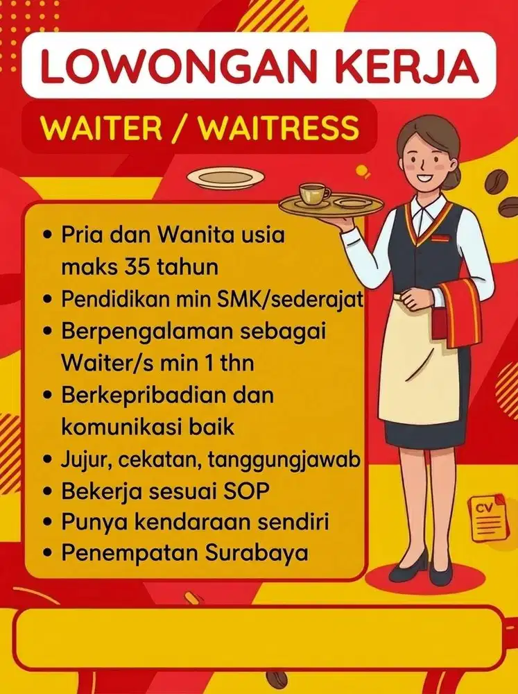 DIBUTUHKAN WAITER/S