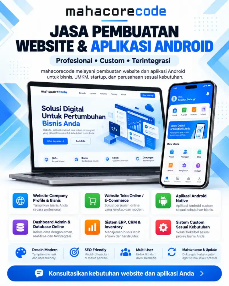 Jasa Pembuatan Paket WEBSITE & APLIKASI ANDROID – mahacorecode