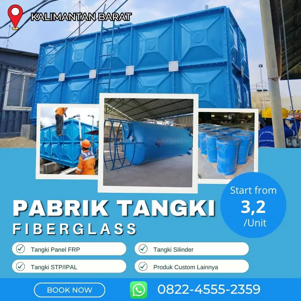 Tangki Fiberglass-Panel Tank, Roof & Ground Tank Singkawang