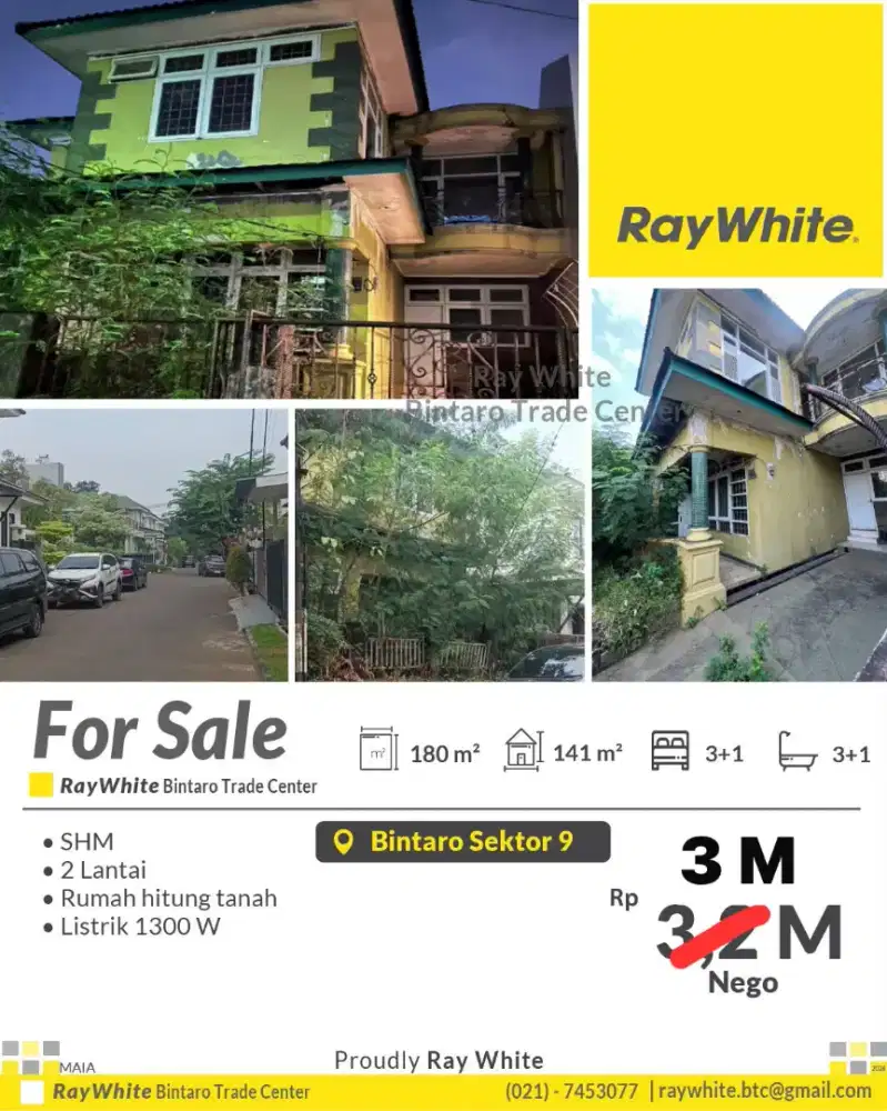 Dijual Rumah Hitung Tanah di Flamingo Bintaro Sektor 9