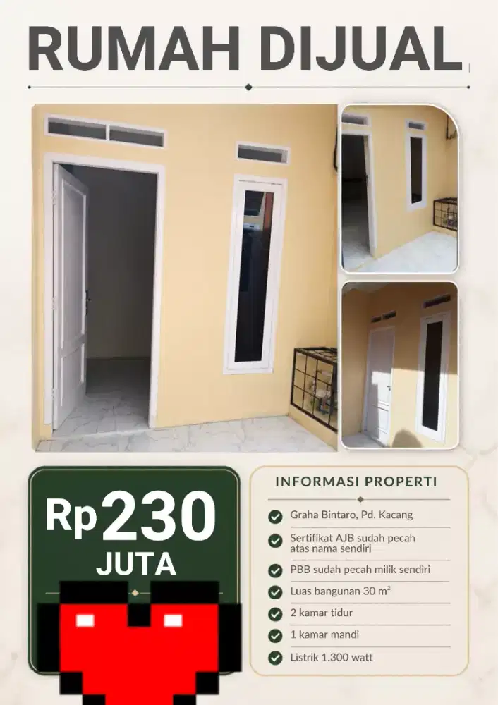 Jual Cepat Rumah baru minimalis