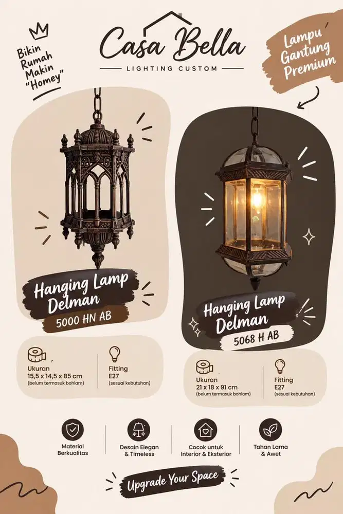 LAMPU GANTUNG DINDING KLASIK