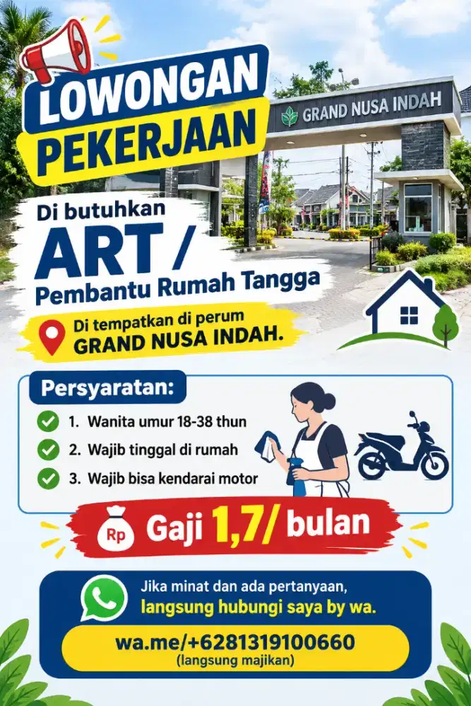 Pembantu rumah tangga, pemula atau tidak ada pengalaman bisa