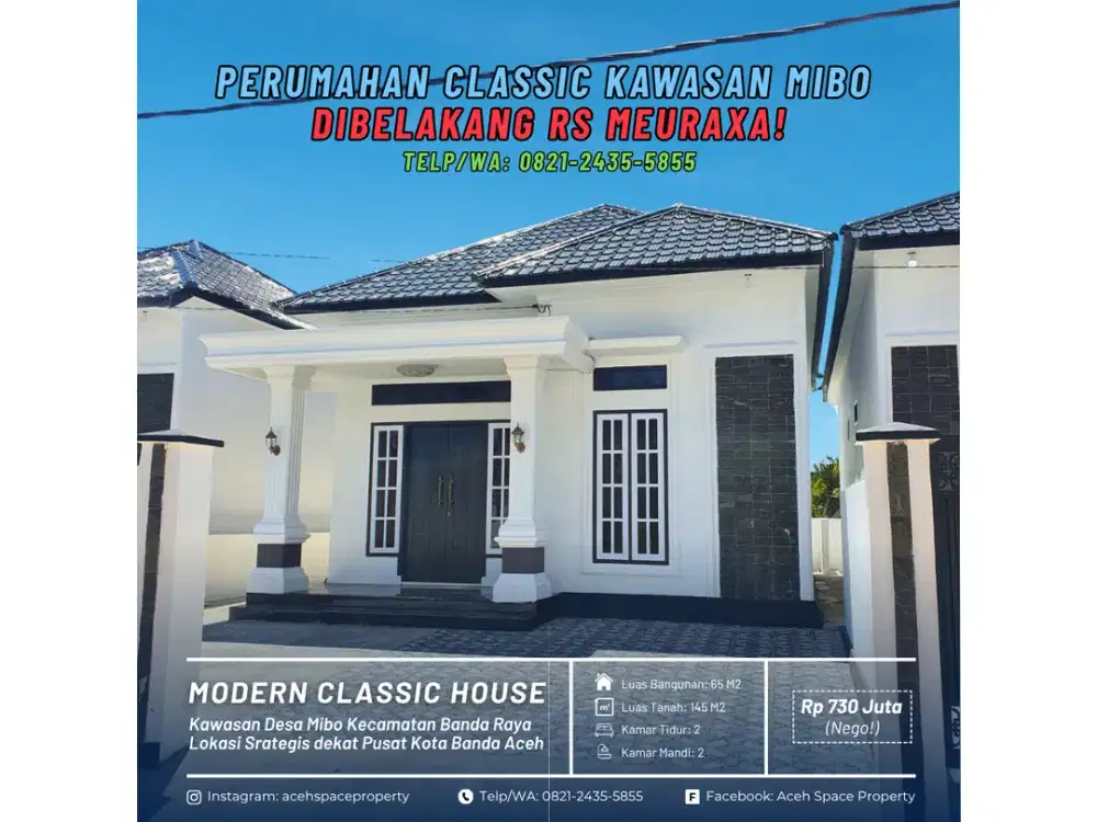 Dijual Rumah Classic di Mibo - Dibelakang RS Meuraxa!