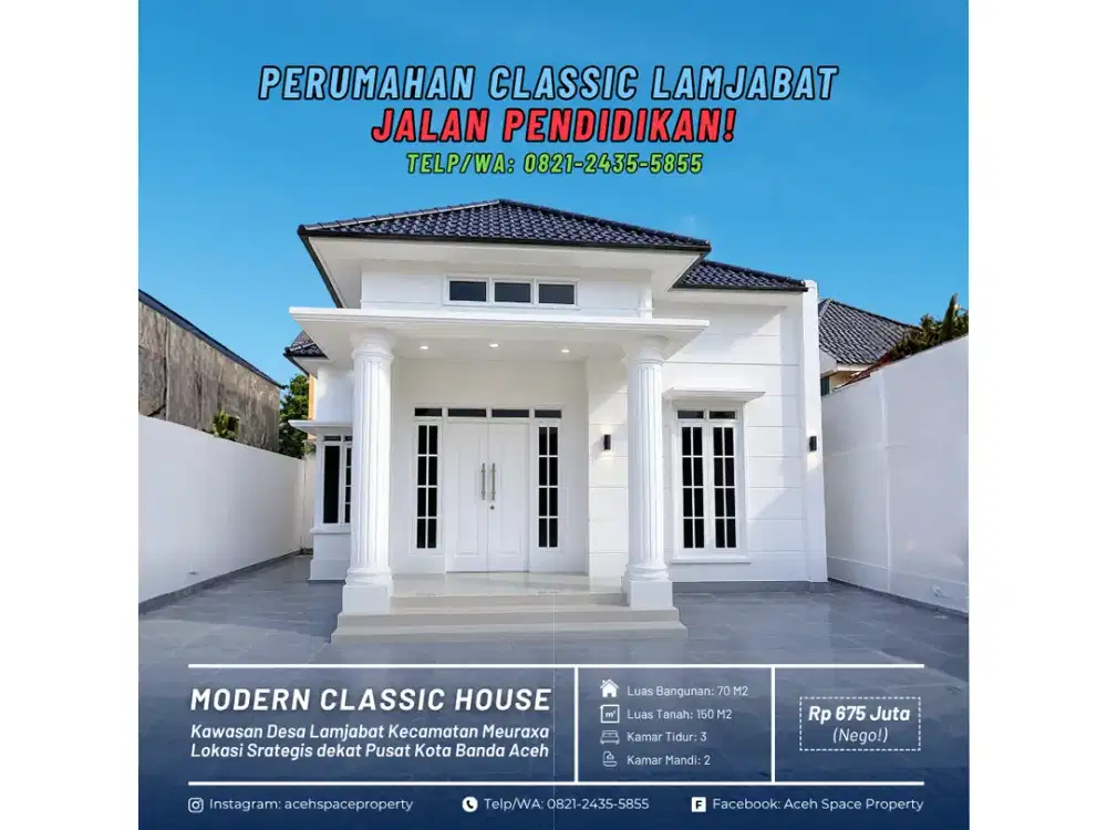 Dijual Rumah Classic di Lamjabat Jalan Pendidikan - Dekat Kawasan Blang Padang!