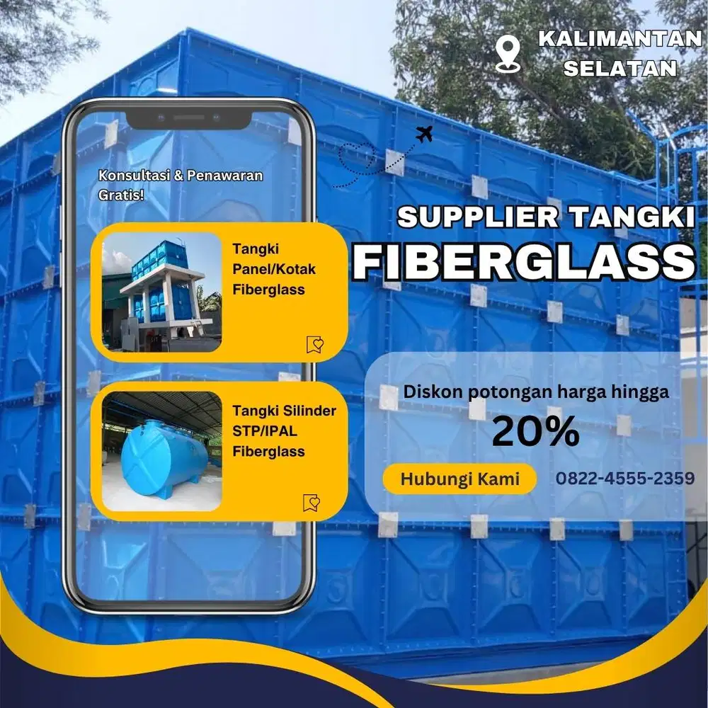 Tangki Fiberglass FRP-Panel Tank Roof Ground Tank Hulu Sungai Selatan