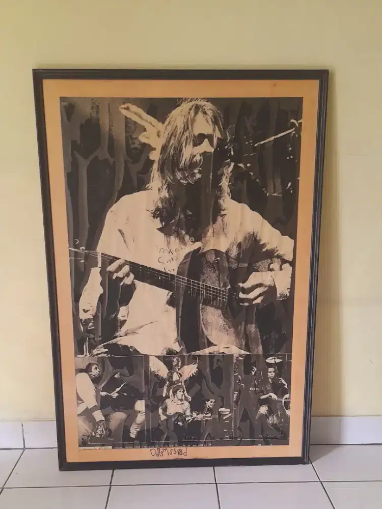 Poster Vintage Nirvana 1993 Melody Maker Asli + Bingkai Kayu