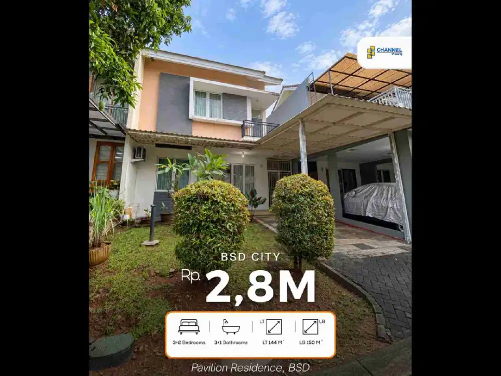Jual Rumah 2 Lantai SHM Full Furnished Dekat Tol Pavillion Residence BSD City, An
