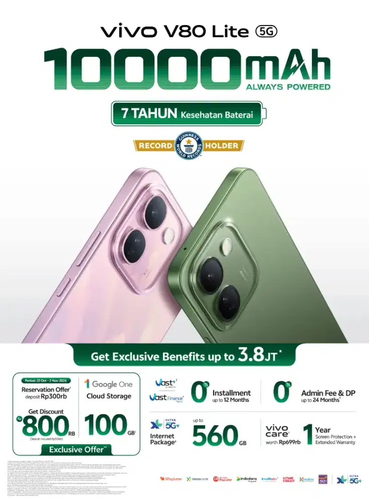 PRE-ORERDER VIVO V80Lite 5G Baterai 10.000mAh