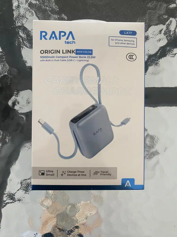 powerbank rapatech lx7 dual cable blue