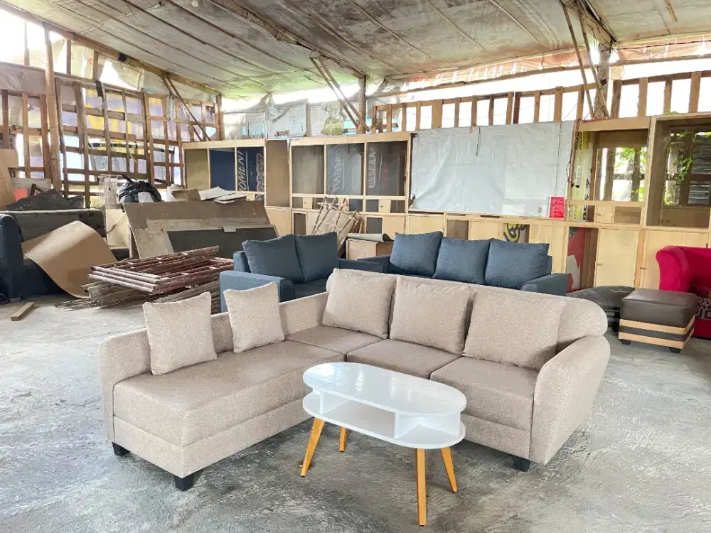 Sofa L putus + meja, free antar jogja