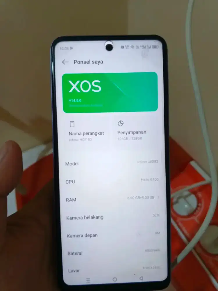 Infinix hot 50 ram 8/128 fullsett kondisi mulus