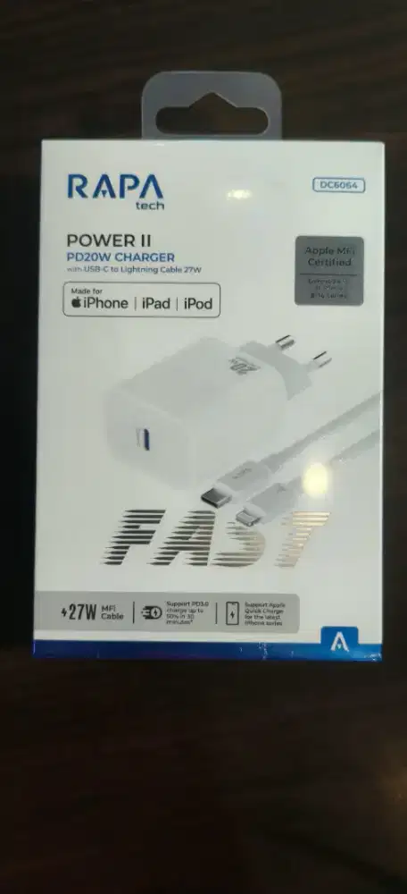 RAPA POWER II PD20W Charger with MFi Cable 27W – DC6064