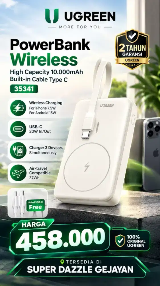 UGREEN WIRELESS POWERBANK 10.000mAh (35341)