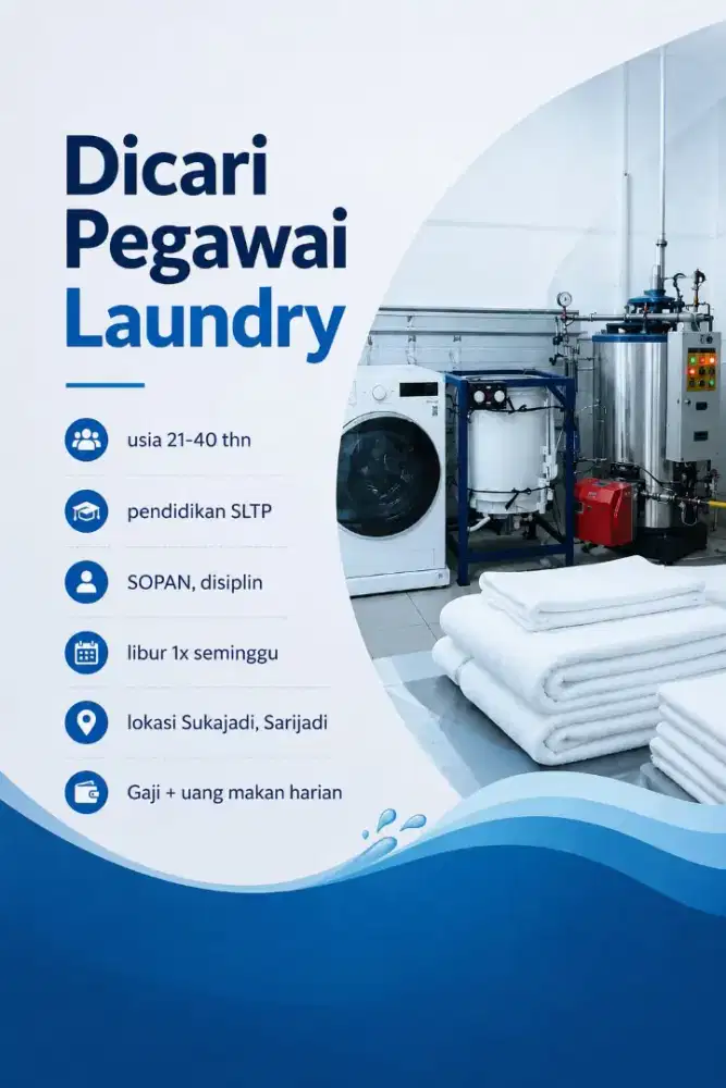 Lowongan Laundry utk PRIA bagian cuci setrika