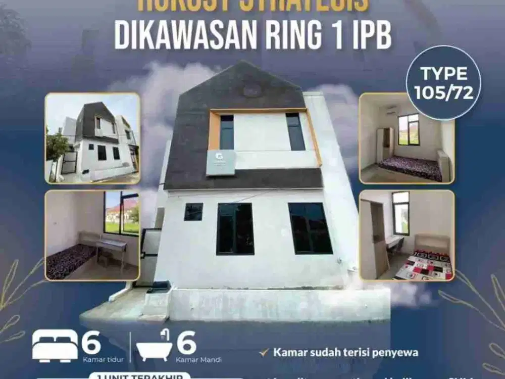 Jual Kos Kosan Baru Aktif Dekat Kampus IPB Dramaga Bogor Barat 6 Kamar + 6 KM