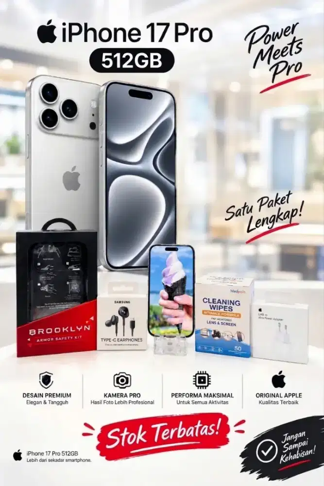 iPhone 17 Pro 512GB - Dapatkan Paket Lengkap Siap Pakai