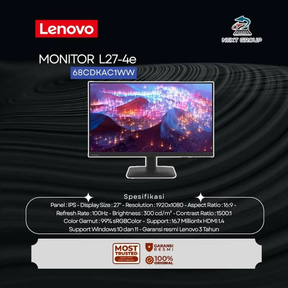 Lenovo L27-4e 27 68CDKAC1WW FHD 100Hz IPS Monitor -