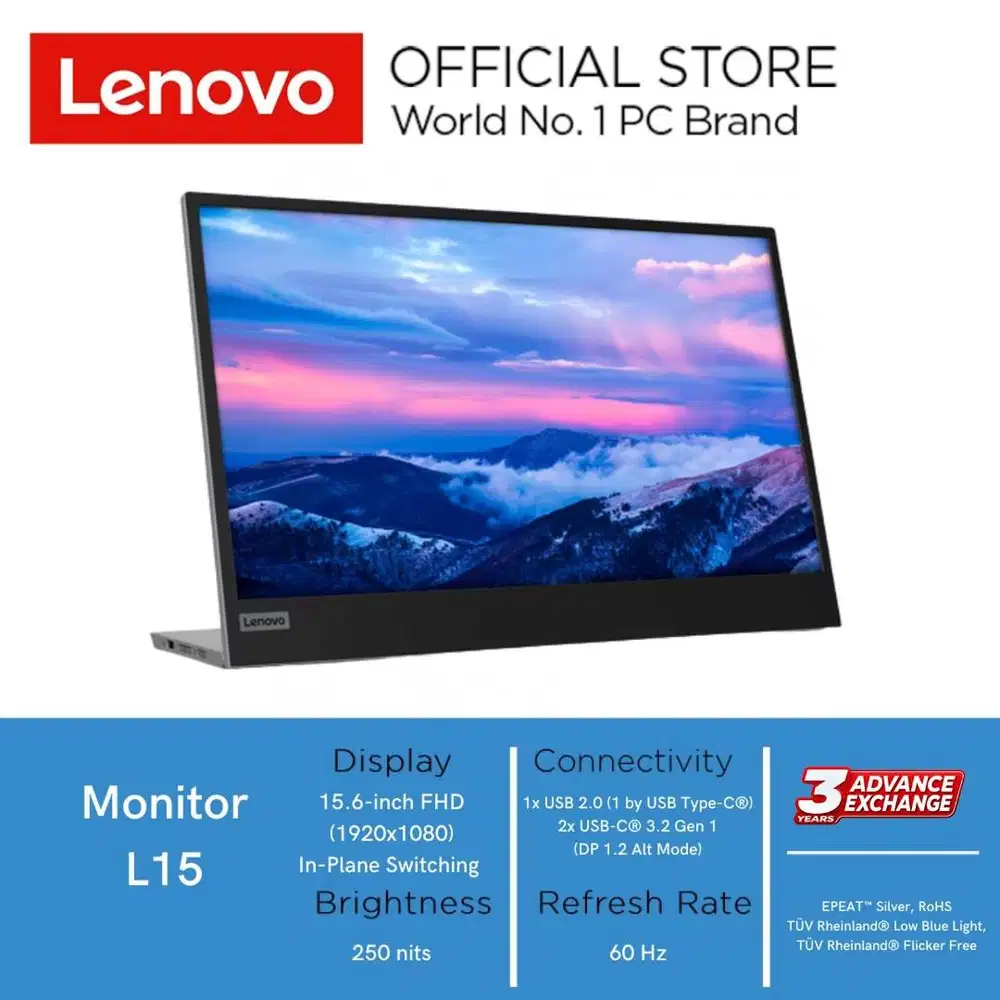 Lenovo Monitor Portable L15 15.6 FHD IPS Panel