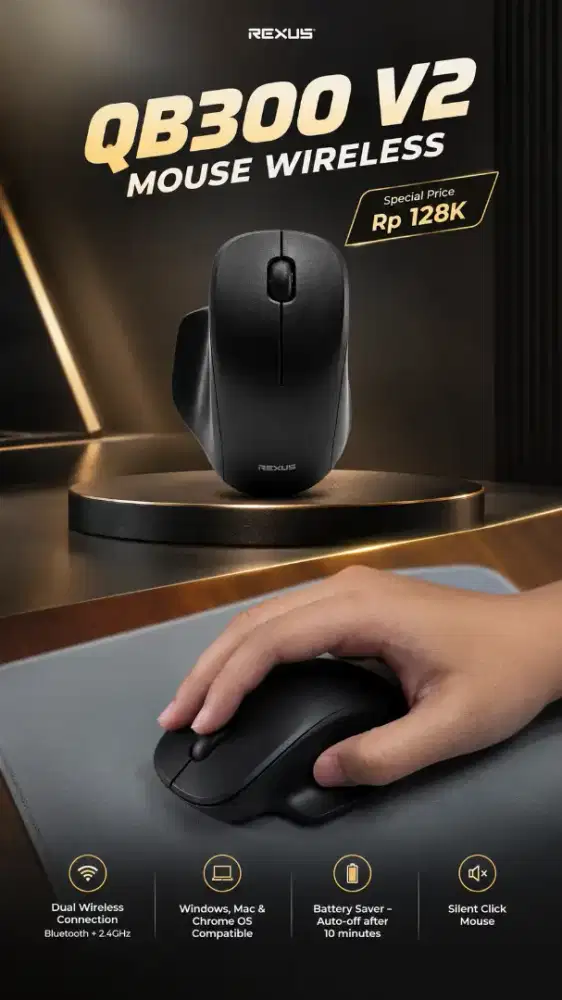 Mouse office wireless rexus QB300 V2