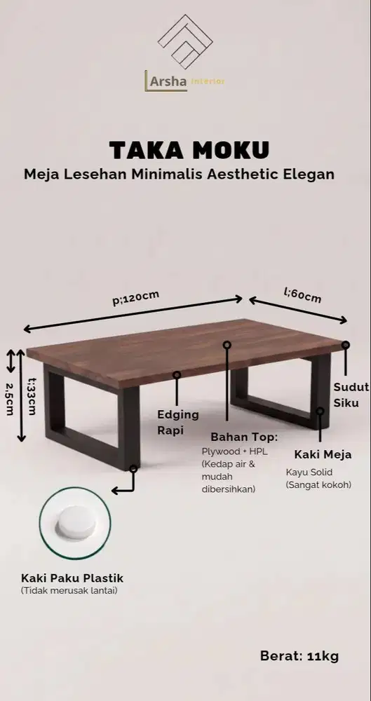 TAKA MOKU BY ARSHA INTERIOR | Meja Lesehan Ala Japandi Minimalis
