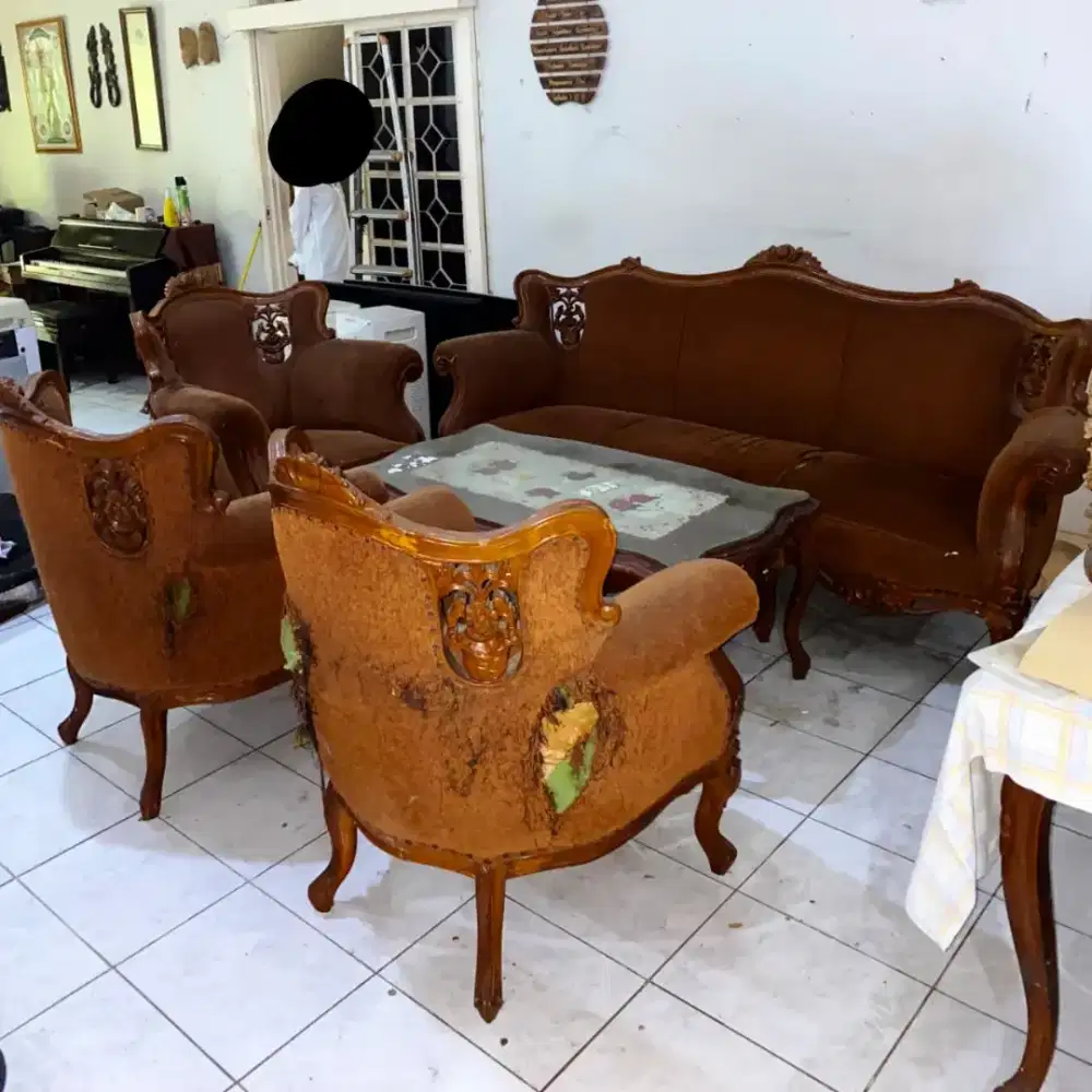 Set Sofa Meja Tamu Kayu Jati antik