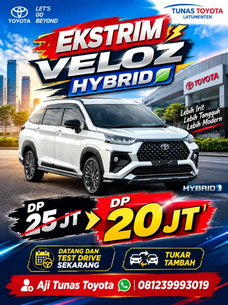 DP 25 JT TOYOTA AVANZA VELOZ HYBRID 2026 BARU PROMO KREDIT PUTIH HITAM