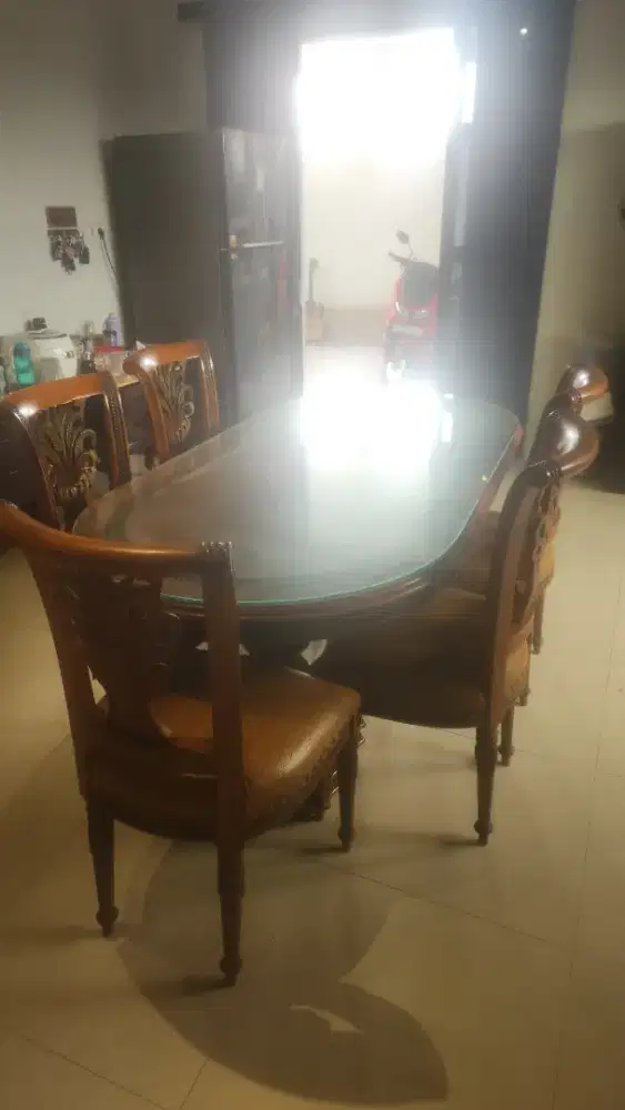 Meja makan set Kayu Jati Tua