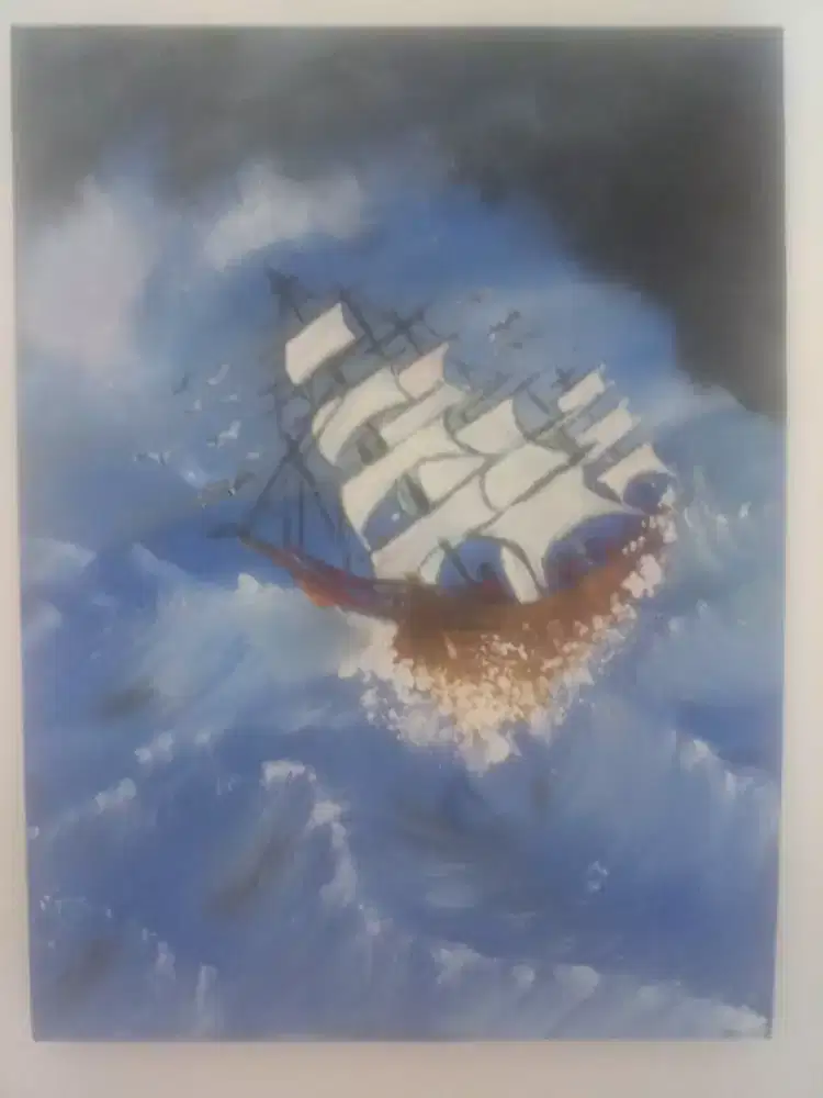 Lukisan perahu kanvas 30.40