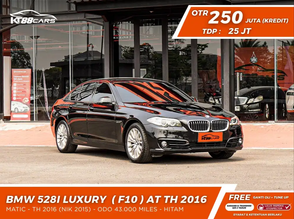 BMW 528i Luxury F10 2015 pemakaian 2016 hitam matic