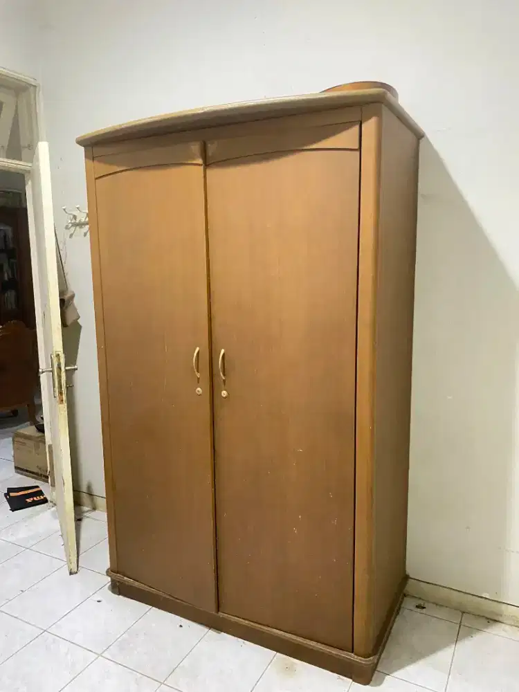 Lemari Baju 2 Pintu Kayu Jati Campuran (Kayu Nyatoh)