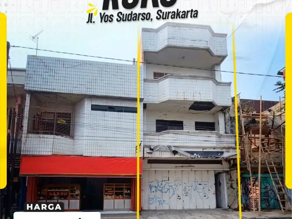 Disewakan Ruko Dekat Pusat Bisnis 4 Lantai Jalan Yos Sudarso Solo