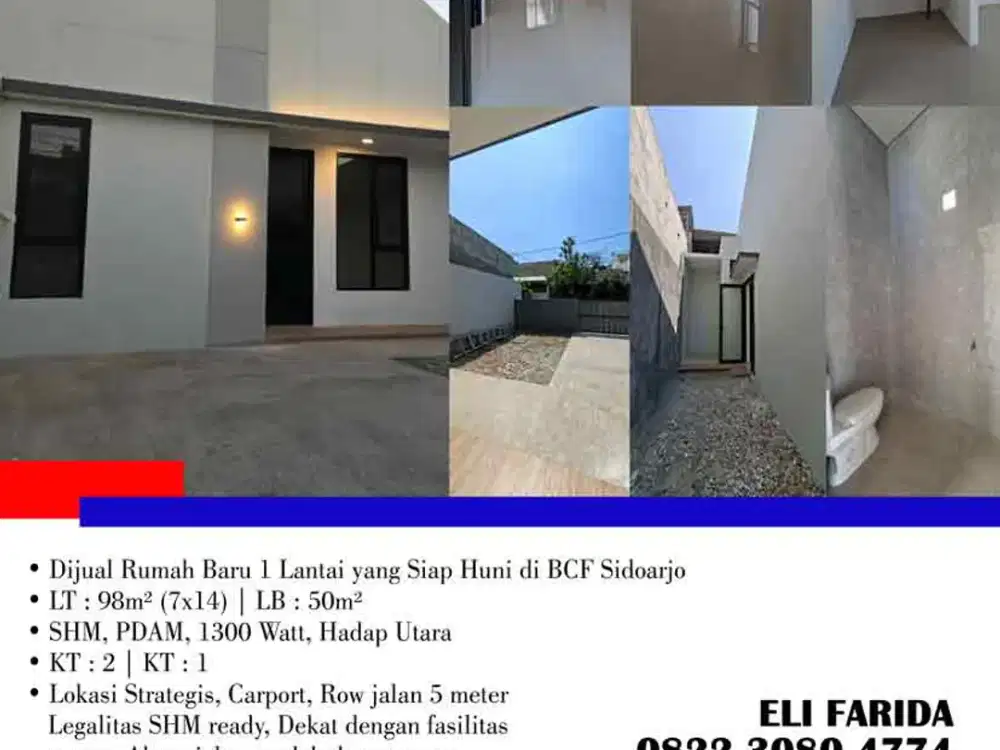 Dijual Rumah Baru 1 Lantai yang Siap Huni di BCF Sidoarjo
