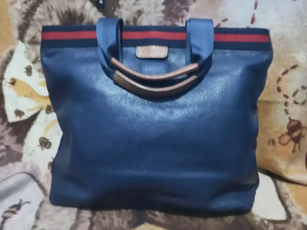 Tas vintage  Tote bag Gucci leather navy italy