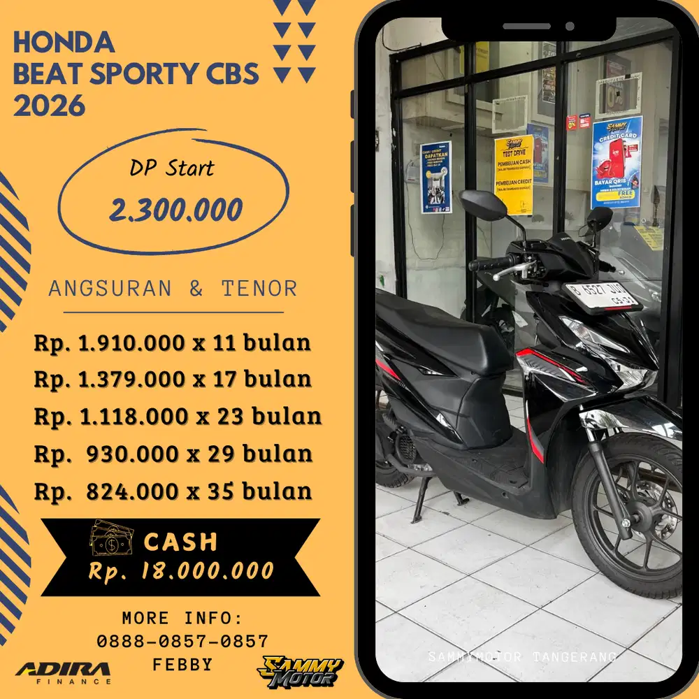 ‼️FREE SERVICE & OLI MESIN‼️HONDA BEAT SPORTY CBS 2026