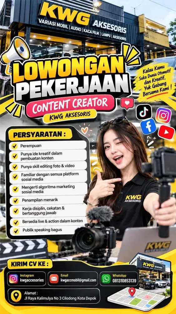 Lowongan Pekerjaan Konten Kreator Wanita
