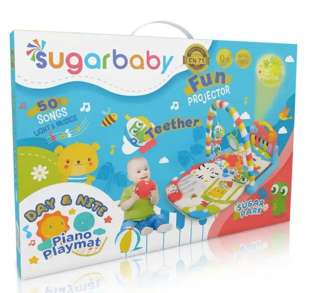 Sugarbaby Day & Nite Piano Playmat + Fun Projector | Baru, Segel Utuh