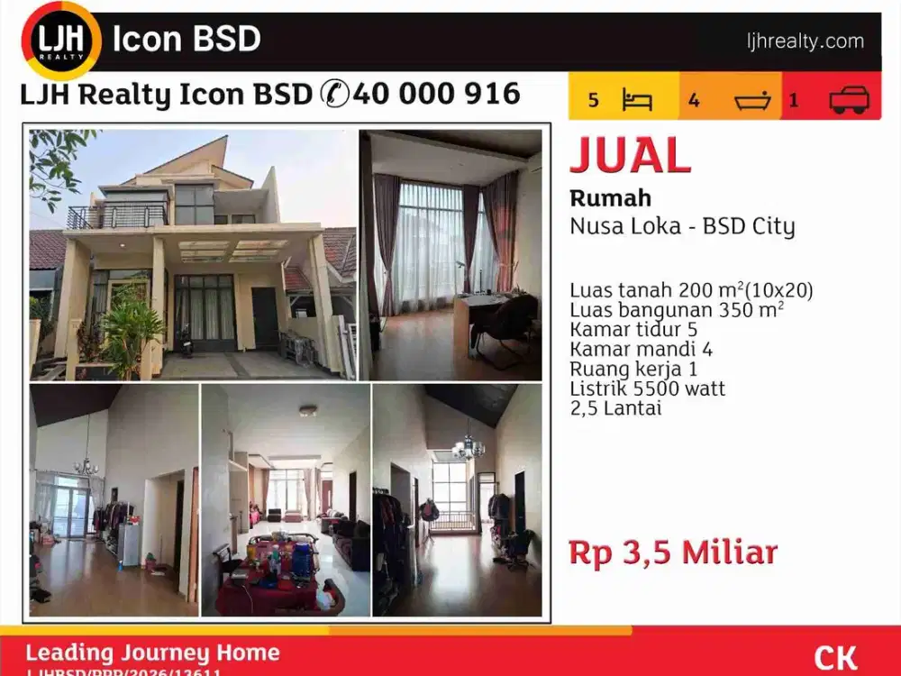 Di Jual Rumah Hunian Nusa Loka BSD City