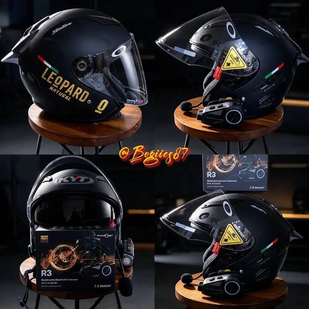 WTS KYT Half Face Galaxy Flat R Black Doff and Intercom type R3