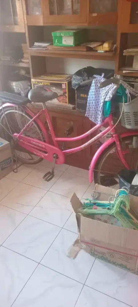 Sepeda ontel dewasa warna pink merk jieyang