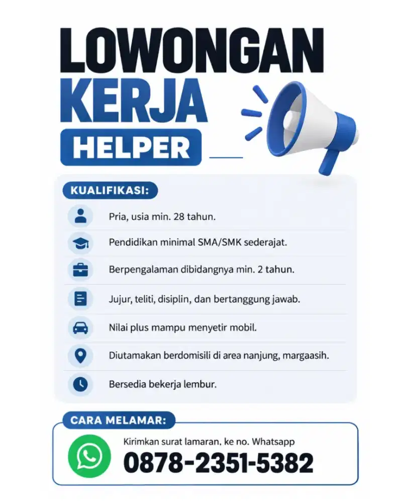Lowongan kerja HELPER