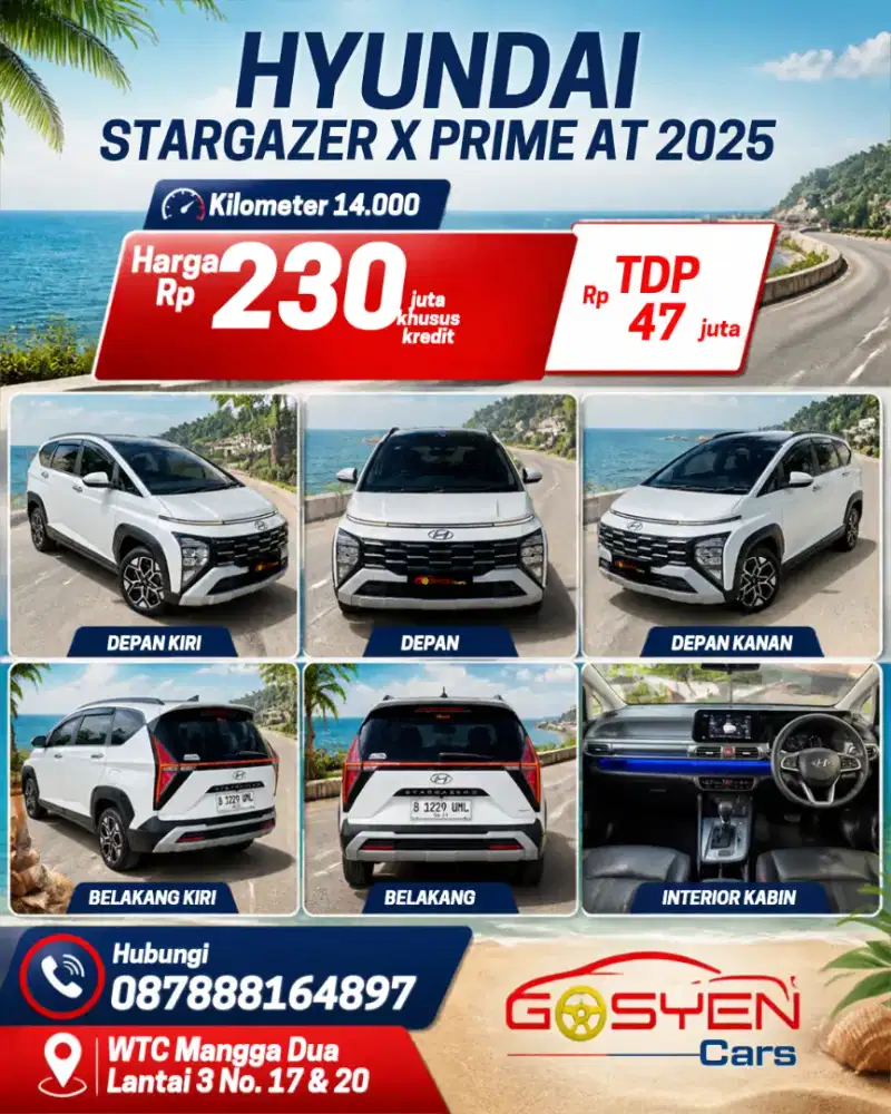 km 14 ribu HYUNDAI STARGAZER X PRIME 1.5 AT 2025 KONDISI ISTIMEWA