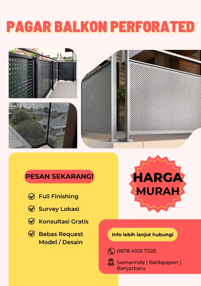 PAGAR BALKON PERFORATED MINIMALIS HARGA PROMO