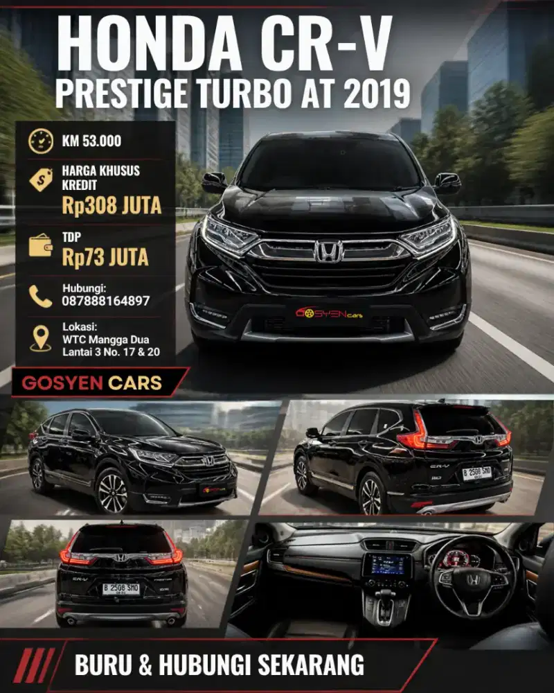 km 53 ribu HONDA CRV PRESTIGE TURBO AT 2019 KONDISI ISTIMEWA
