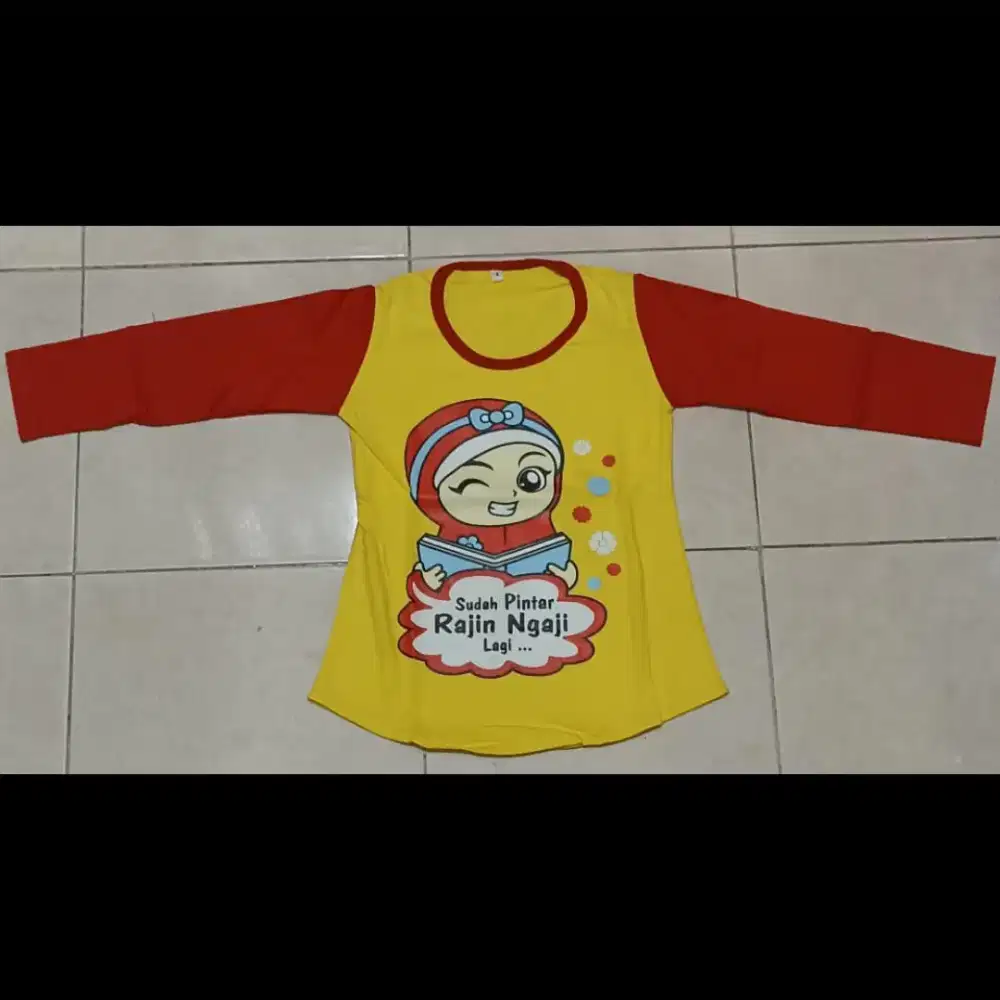 Kaos Dakwah Anak Cewek Muslimah Karakter Islami Lengan Panjang Size S