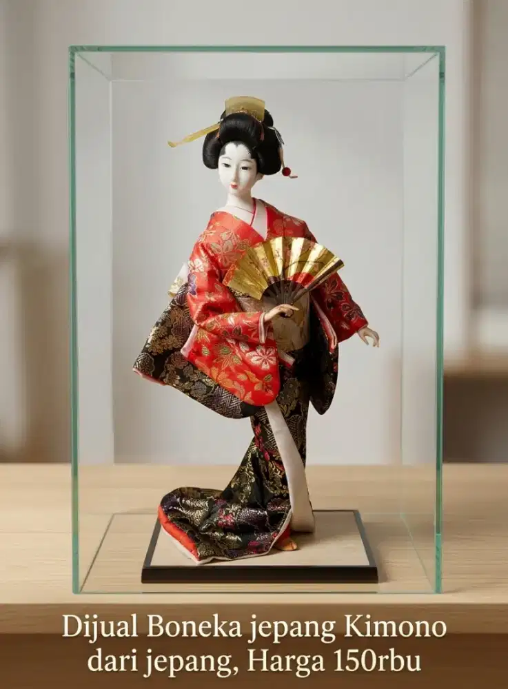 Boneka jepang kimono Fullset kaca